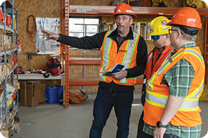 prevention officer talking to workers