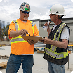 construction workers speaking